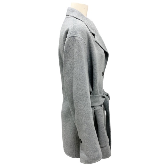 PROENZA SCHOULER WHITE LABEL LIGHT GREY WOOL COAT WITH BELT - Picture 2 of 5